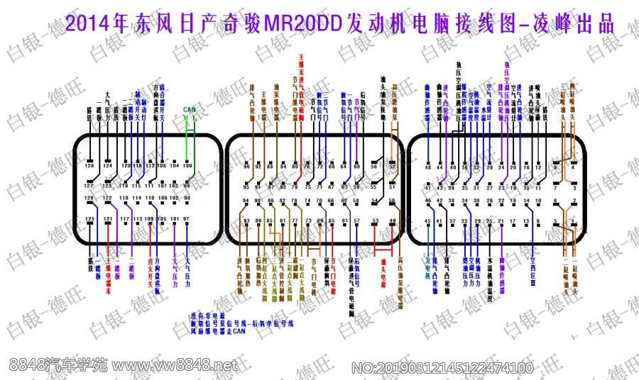 2014年东风日产奇骏MR20DD发动机电脑接线图